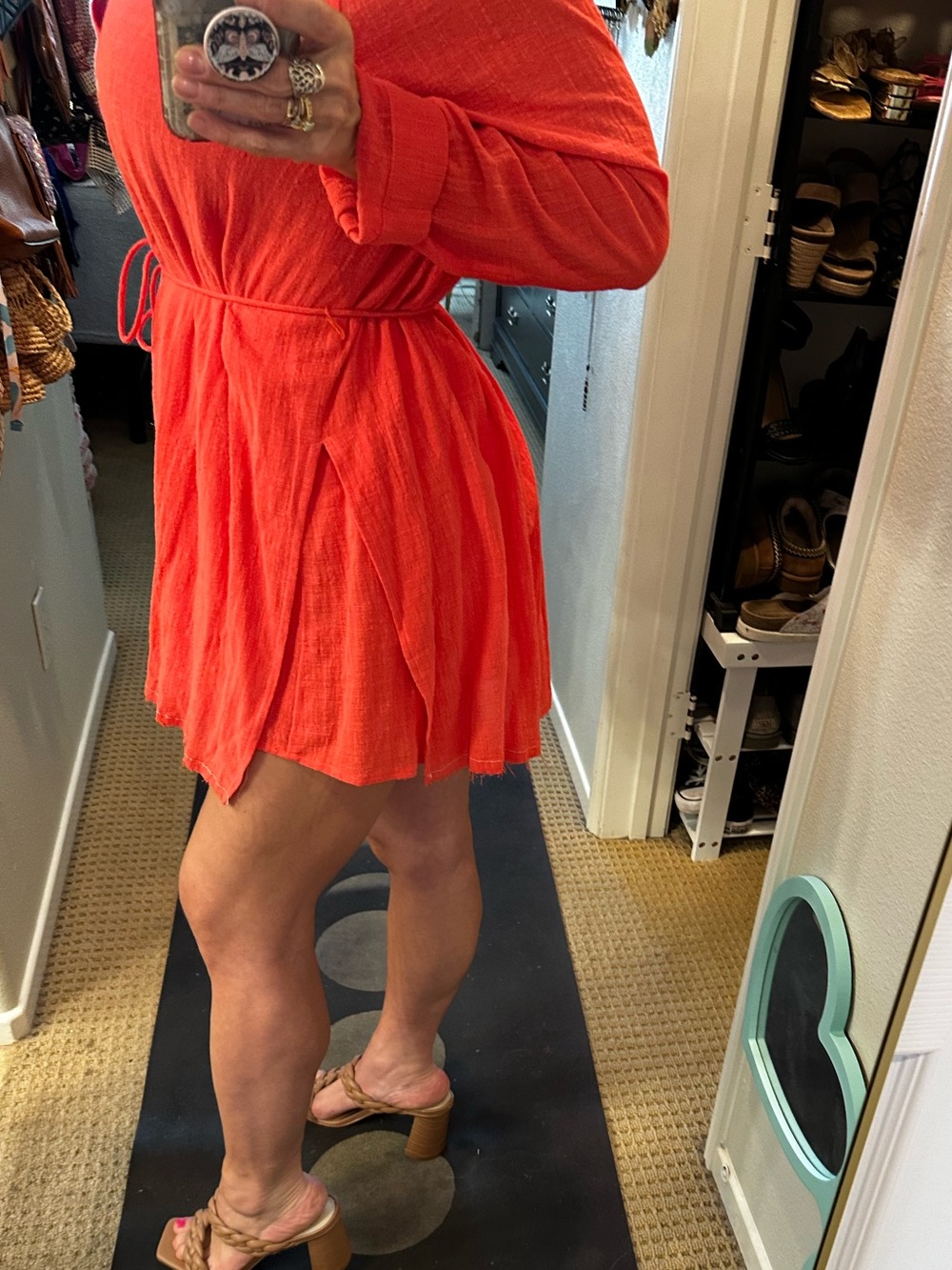 Promesa Coral Gauze Cotton Tie Waist Romper Coverup M